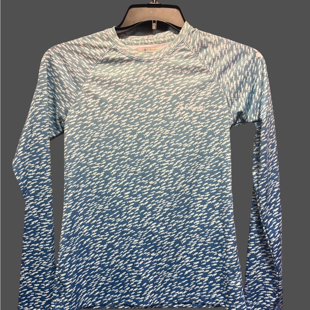 Women’s PFG Columbia Fish Print Blue Long Sleeve Shirt